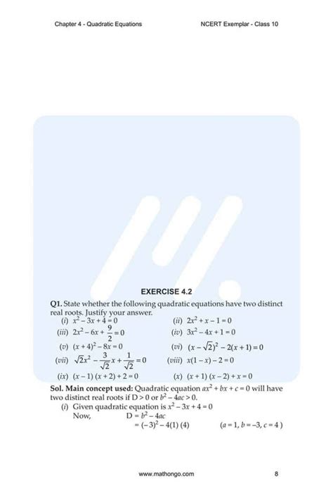 Ncert Exemplar For Class 10 Maths Chapter 4 Mathongo