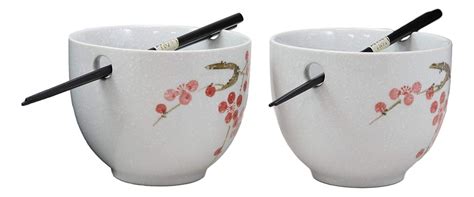 Ceramic Japanese Sakura Pink Cherry Blossoms Ramen Noodle Bowls