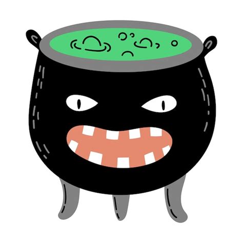 Premium Vector Cauldron With Boiling Potion Hand Drawn Halloween