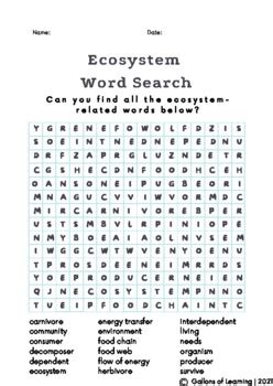 Ecosystem Word Search