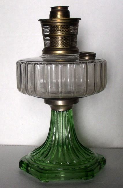 Aladdin B 105 Corinthian Clear Bowl Green Base Oil Lamp Model B Burner Thingery Previews