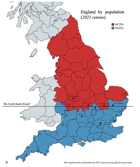 England S North South Divide Based Only On Population Brilliant Maps