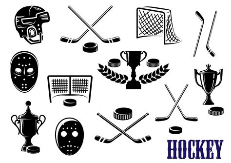 Ice Hockey Icons With Caption Hockey 11524429 Vector Art At Vecteezy