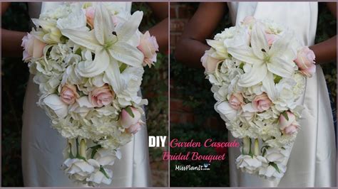 Diy Garden Cascading Bridal Wedding Bouquet Diy Wedding Bouquet Diy Tutorial Youtube