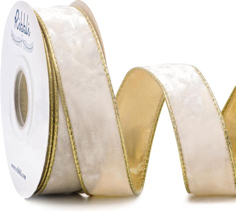 Amazon Ribbli Ivory Velvet Wired Ribbon Inch Metallic Ivory