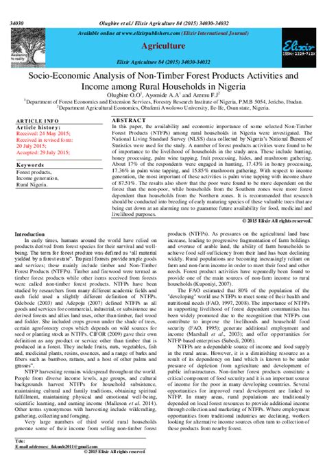 (PDF) Socio-Economic Analysis of Non-Timber Forest Products Activities ...