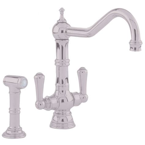 Perrin And Rowe Picardie Dual Lever Pewter Sink Mixer Tap And Rinse 4766pf