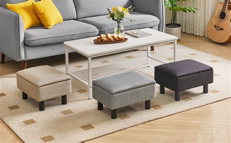 Amazon IBUYKE Storage Ottoman Footrest Stool With Linen Fabric