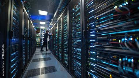 interior   modern data center server room  racks  servers