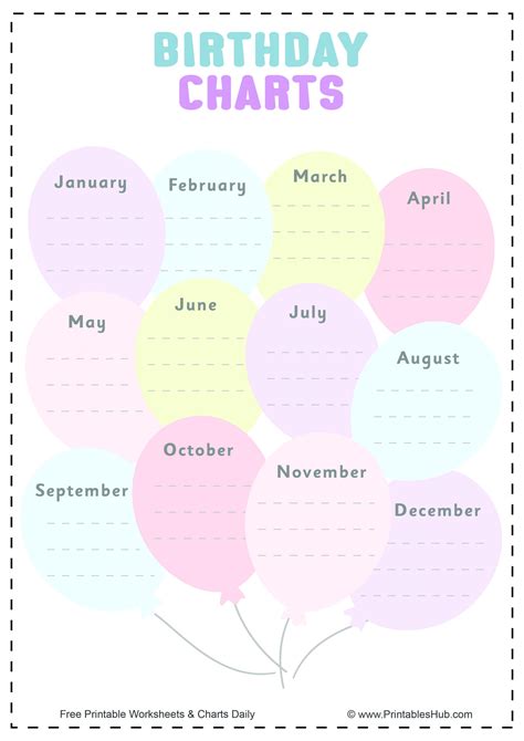 Printable Birthday Charts For The Classroom Printable Chart Images