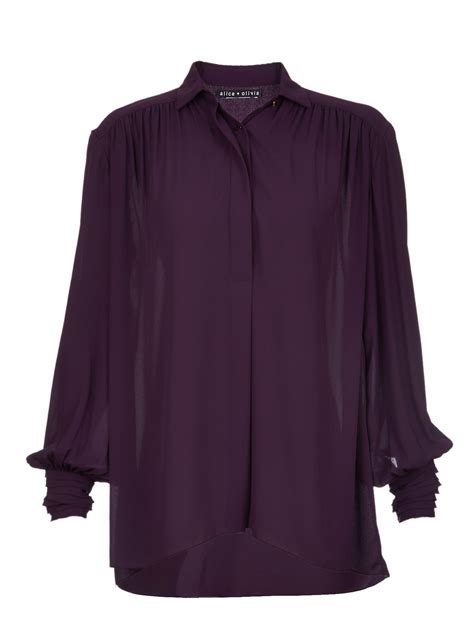 Alice Olivia Purple Long Sleeve Janet Silk Blouse Lyst