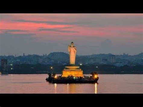 Buddha Statue In Centre Husain Sagar Lake Ntr