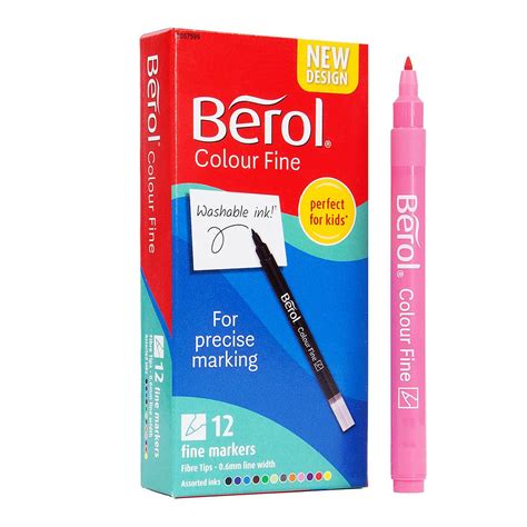 Berol Colour Fine Tip Markers 06 Mm 12 Set