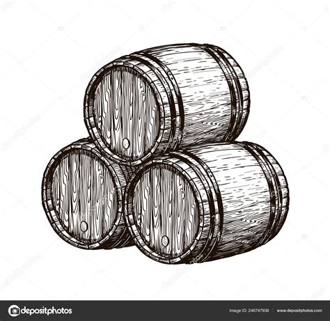 Wooden Wine Barrels Winemaking Wine Cellar Alcoholic Drink Sketch