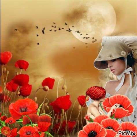 Femme Et Coquelicots Vintage Free PNG PicMix