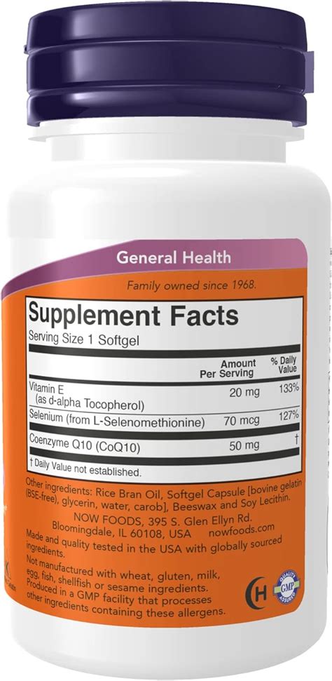 Now Supplements Coq10 50 Mg Grado Farmacéutico Forma All Trans Producido Por Fermentación 50