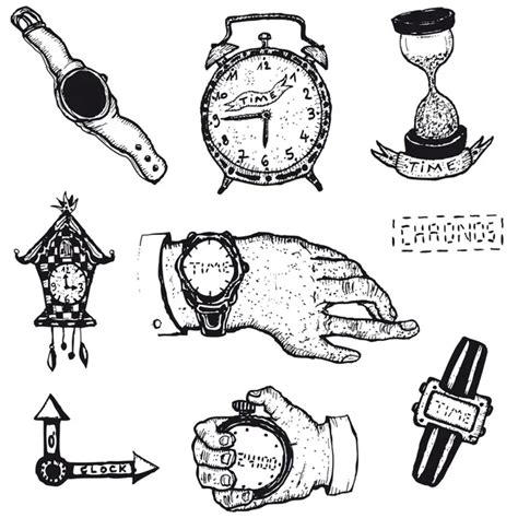 Freehand Sketch Of Time Symbols Time Icons Vector Illustration Stock