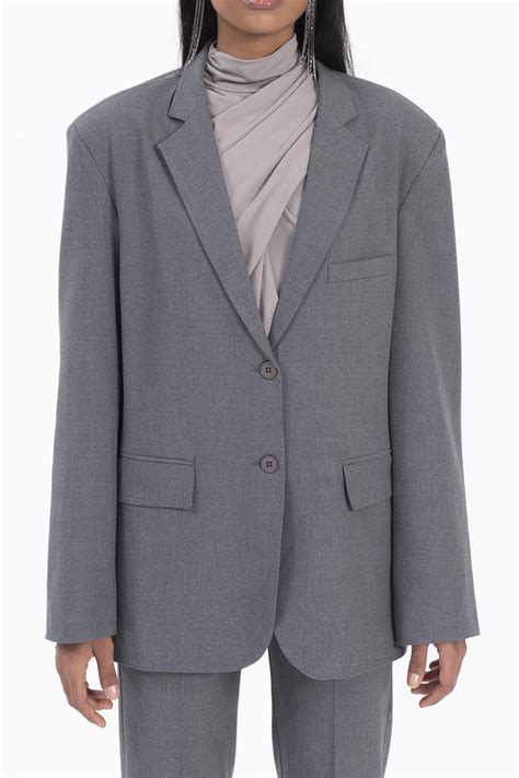 Gri Oversize Blazer Ceket Bsl