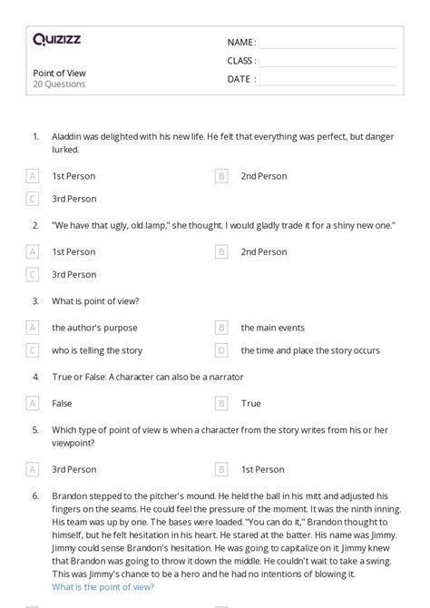 50 Analyzing Point Of View Worksheets On Quizizz Free And Printable