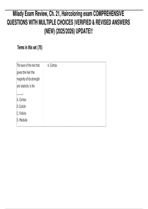 Milady Exam Review, Ch. 21, Haircoloring exam COMPREHENSIVE QUESTIONS