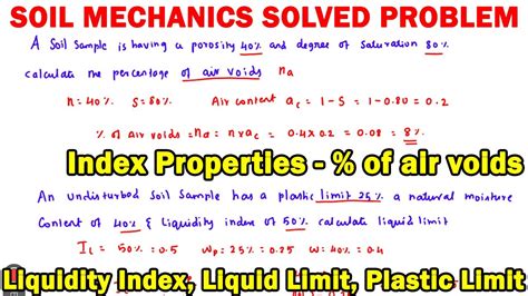 Soil Mechanics Solved Problems Soil Index Properties Air Content