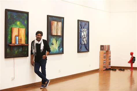 Sumit Mishra at his art exhibition Vimarsh at Nehru Centre AC Art ...