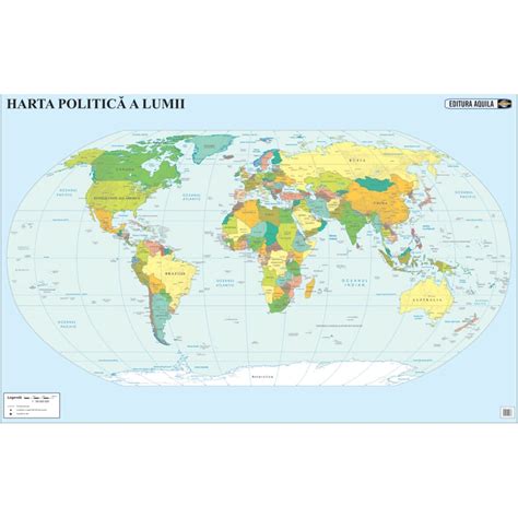 Harta Lumii 50x70 Fizico Geograficapolitica Emagro