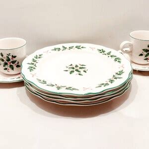 Vintage Christmas Dinnerware, Nikko Festive Holly Dinner Plates, Cups ...