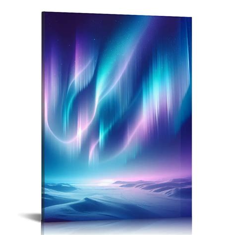 Nawypu Green Blue Aurora Wall Art Northern Light Canvas Prints On