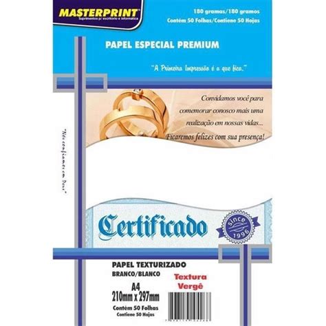 Papel Texturizado 50 Folhas A4 Verge Branco 180g Masterprint Shopee