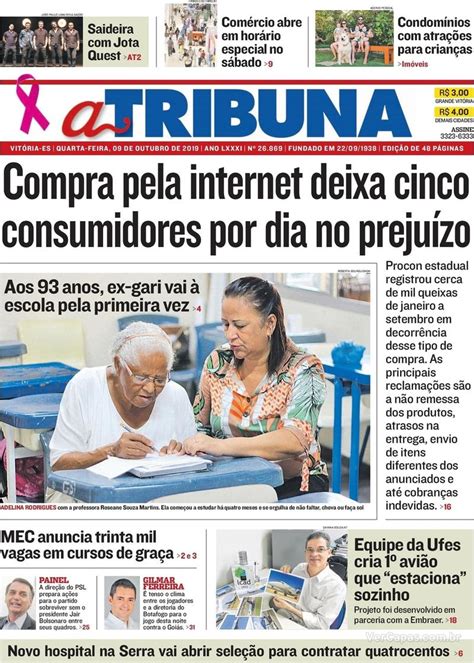 Capa A Tribuna Edição Quarta 9 de Outubro de 2019