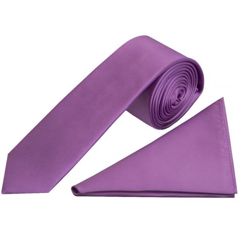 Plain Cadburys Purple Skinny Men S Tie And Pocket Square Set