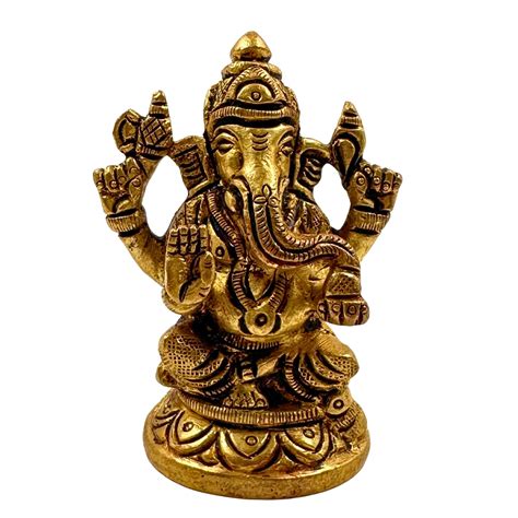 Brass Ganesha Sitting Idol For Puja Ganpati Bring Blessings To Your