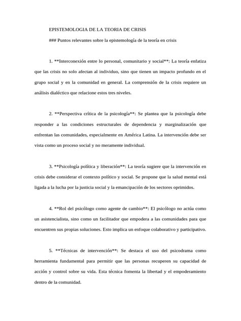 Epistemologia de La Teoria de Crisis | PDF 