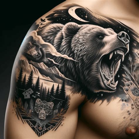 B Ren Themen Tattoo Design F R M Nner Schultern Wunderbare Bilder