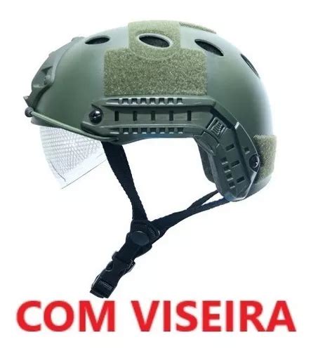 Capacete Militar Tático Emerson Airsoft Viseira Verde Frete grátis