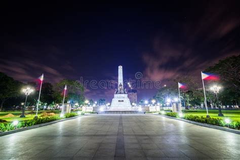 The Rizal Monument at Night, at Rizal Park, in Ermita, Manila, T Stock ...