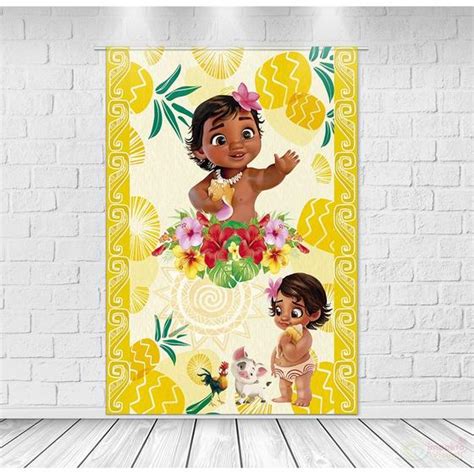 Painel Decoração Retangular Tecido Sublimado Moana Baby 1 50x2 20