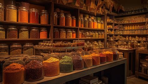 Spice store shelves display healthy cooking variety generated by AI