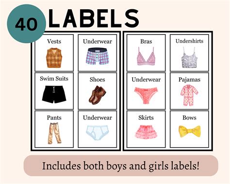 Kids Clothing Labels Printable Montessori Visual Pictures for Kids ...