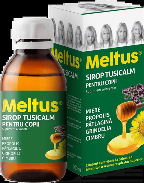 Meltus sirop Tusicalm pentru copii recomandat în tusea seacă Meltus