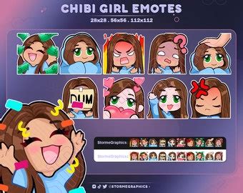 Girl Chibi Twitch Emotes Pack Girly Discord Emojis Female Streamer