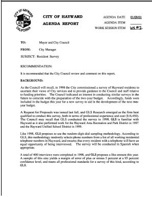 Fillable Online Hayward Ca Resident Survey City Of HAYWARD Hayward