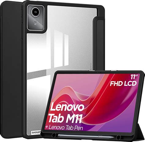 YRH For Lenovo Tab M11 Case With Pen Holder Back Clear Acrylic Cover