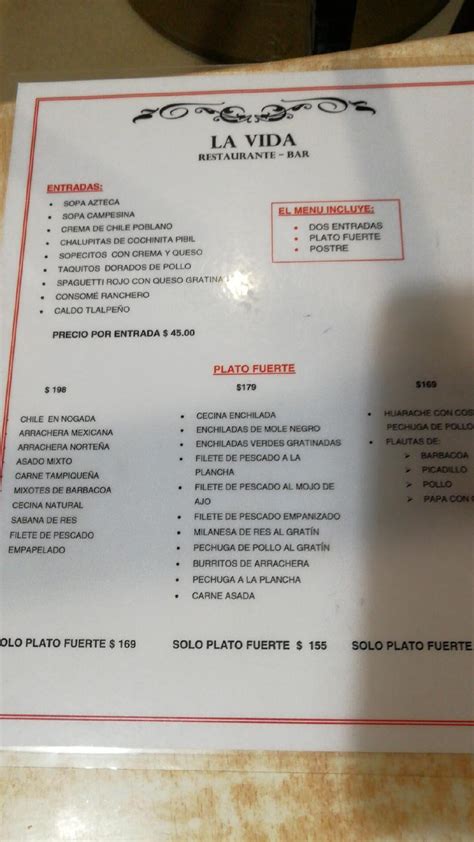 Menu At La Vida Pub And Bar Mexico City C Caballocalco 6 Local 7