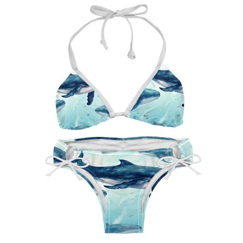 Whale Detachable Sponge Adjustable Strap Bikini Set Two Pack Beach