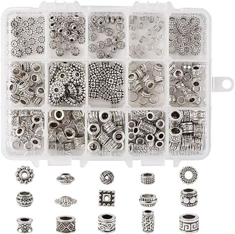 Beadthoven Pcs Style Antique Silver Large Hole Mixed Spacer Beads