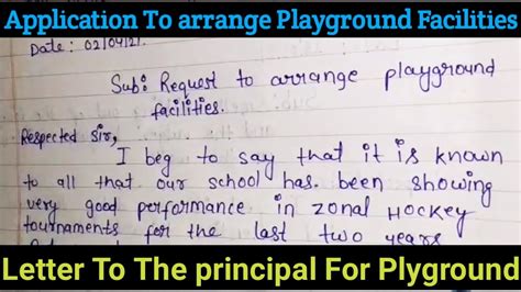 Application For Playground Facilities In School Letter To The Principal For Playground Youtube