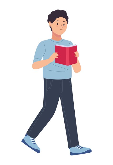 Man Walking Reading Book 4314047 Vector Art At Vecteezy