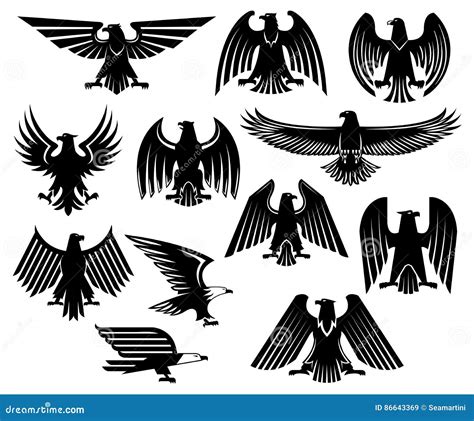 Eagle Vector Heraldic Icons Or Emblems Set Stock Vector Illustration